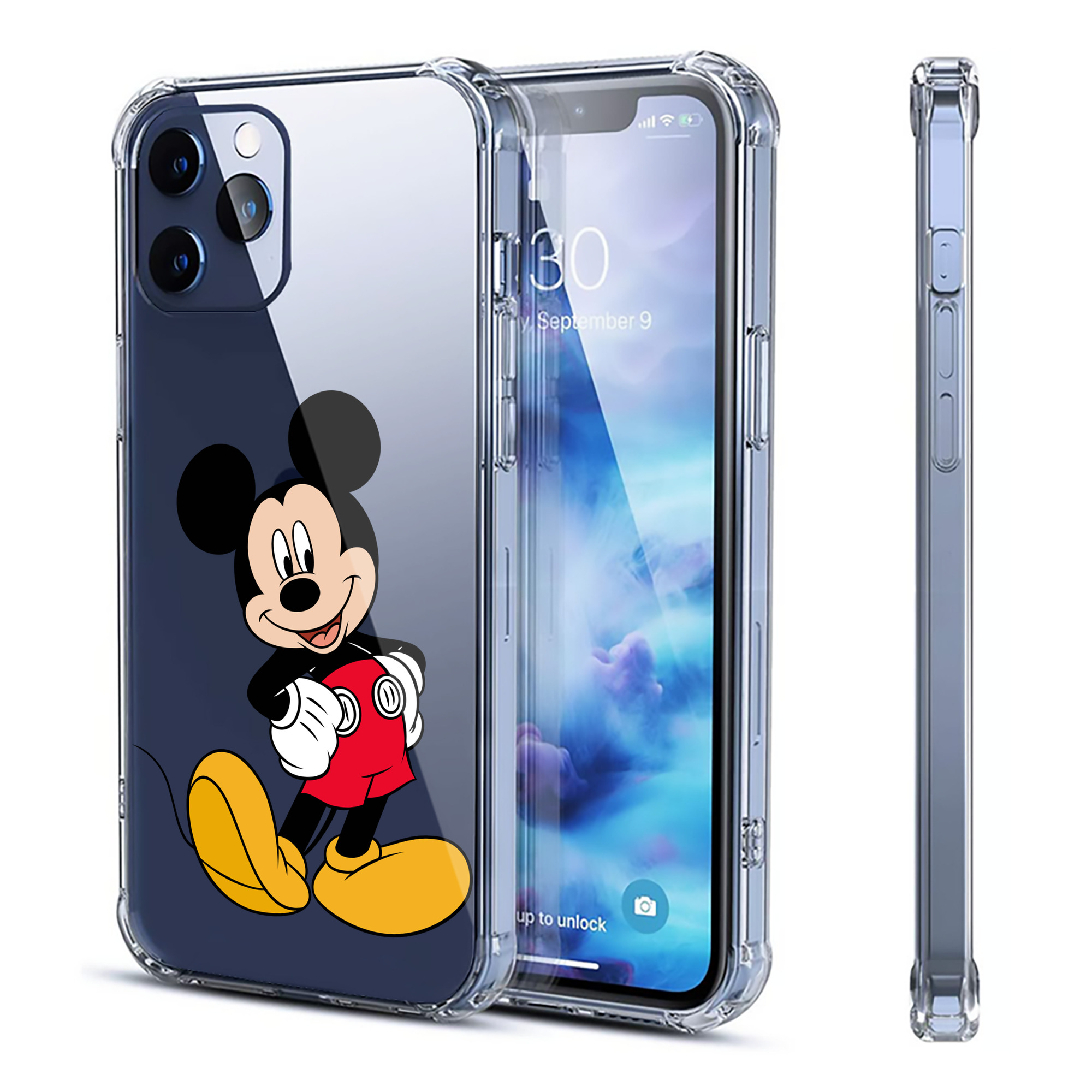 （画像用） ミッキーマウス Mickey Mouse 【iPhone 12シリーズ対応】透明スマホケース（クリアソフトケース）